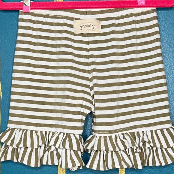 Persnickety Green Striped Shorts sz 4 - Picture 3 of 4